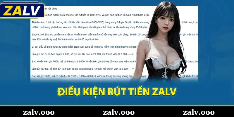 Điều Kiện Rút Tiền ZALV